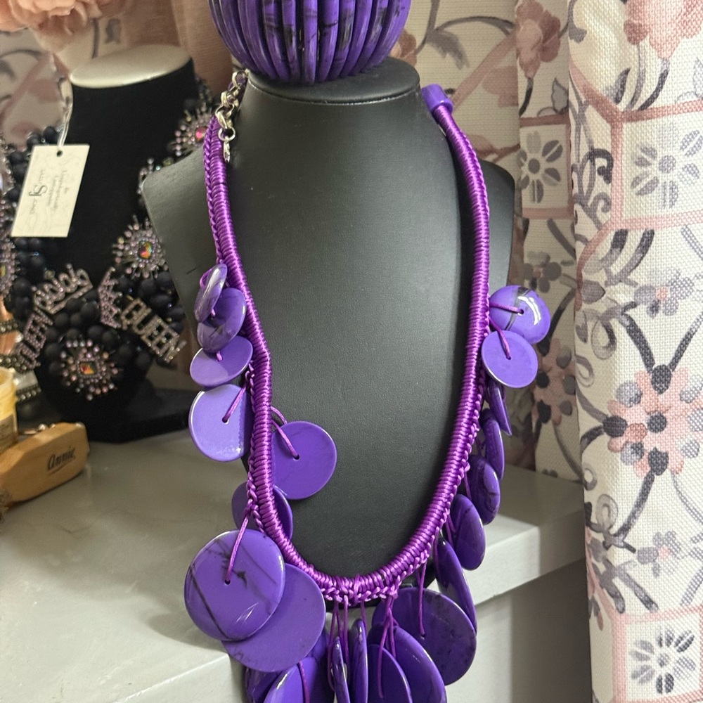 Sassy Jones Vibrant Purple Disc Necklace